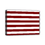 Horizontal Stripes - White and Maroon Red Mini Canvas 7  x 5  (Stretched)
