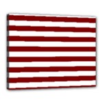 Horizontal Stripes - White and Maroon Red Canvas 20  x 16  (Stretched)