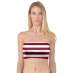 Horizontal Stripes - White and Burgundy Red Bandeau Top