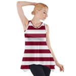 Horizontal Stripes - White and Burgundy Red Side Drop Tank Tunic