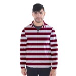 Horizontal Stripes - White and Burgundy Red Wind Breaker (Men)