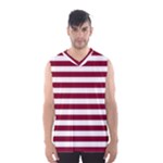 Horizontal Stripes - White and Burgundy Red Men s Basketball Tank Top