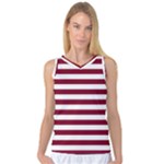 Horizontal Stripes - White and Burgundy Red Women s Basketball Tank Top