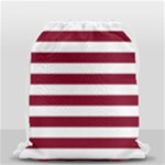 Horizontal Stripes - White and Burgundy Red Drawstring Bag (Small)