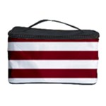 Horizontal Stripes - White and Burgundy Red Cosmetic Storage Case
