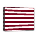Horizontal Stripes - White and Burgundy Red Deluxe Canvas 16  x 12  (Stretched)