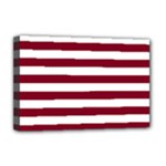 Horizontal Stripes - White and Burgundy Red Deluxe Canvas 18  x 12  (Stretched)