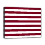 Horizontal Stripes - White and Burgundy Red Deluxe Canvas 20  x 16  (Stretched)