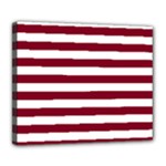 Horizontal Stripes - White and Burgundy Red Deluxe Canvas 24  x 20  (Stretched)