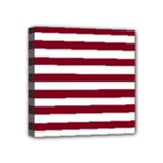 Horizontal Stripes - White and Burgundy Red Mini Canvas 4  x 4  (Stretched)
