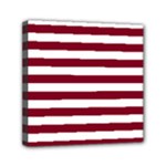 Horizontal Stripes - White and Burgundy Red Mini Canvas 6  x 6  (Stretched)