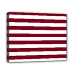 Horizontal Stripes - White and Burgundy Red Canvas 10  x 8  (Stretched)