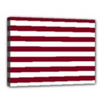 Horizontal Stripes - White and Burgundy Red Canvas 16  x 12  (Stretched)