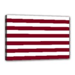 Horizontal Stripes - White and Burgundy Red Canvas 18  x 12  (Stretched)