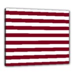Horizontal Stripes - White and Burgundy Red Canvas 24  x 20  (Stretched)
