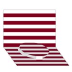 Horizontal Stripes - White and Burgundy Red Circle Bottom 3D Greeting Card (7x5)
