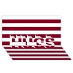 Horizontal Stripes - White and Burgundy Red HUGS 3D Greeting Card (8x4)