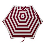 Horizontal Stripes - White and Burgundy Red Mini Umbrella