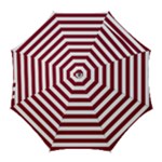 Horizontal Stripes - White and Burgundy Red Golf Umbrella