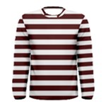 Horizontal Stripes - White and Bulgarian Rose Red Men s Long Sleeve T-shirt