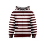 Horizontal Stripes - White and Bulgarian Rose Red Kid s Zipper Hoodie