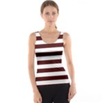 Horizontal Stripes - White and Bulgarian Rose Red Tank Top