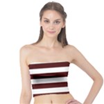Horizontal Stripes - White and Bulgarian Rose Red Tube Top