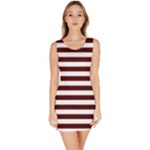 Horizontal Stripes - White and Bulgarian Rose Red Bodycon Dress