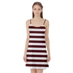 Horizontal Stripes - White and Bulgarian Rose Red Satin Night Slip
