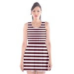 Horizontal Stripes - White and Bulgarian Rose Red Scoop Neck Skater Dress