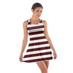 Horizontal Stripes - White and Bulgarian Rose Red Cotton Racerback Dress