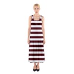 Horizontal Stripes - White and Bulgarian Rose Red Full Print Maxi Dress