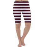 Horizontal Stripes - White and Bulgarian Rose Red Cropped Leggings