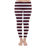 Horizontal Stripes - White and Bulgarian Rose Red Winter Leggings