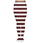 Horizontal Stripes - White and Bulgarian Rose Red Women s Tights