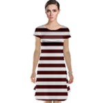 Horizontal Stripes - White and Bulgarian Rose Red Cap Sleeve Nightdress