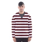Horizontal Stripes - White and Bulgarian Rose Red Hooded Wind Breaker (Men)