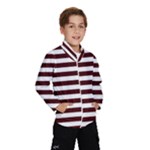 Horizontal Stripes - White and Bulgarian Rose Red Wind Breaker (Kids)