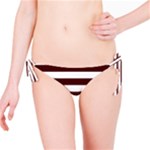 Horizontal Stripes - White and Bulgarian Rose Red Bikini Bottom