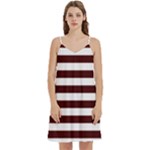 Horizontal Stripes - White and Bulgarian Rose Red Women s Reversible Sports Bra with Border