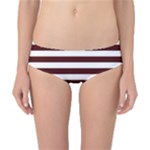 Horizontal Stripes - White and Bulgarian Rose Red Classic Bikini Bottoms