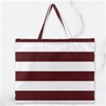 Horizontal Stripes - White and Bulgarian Rose Red Zipper Large Tote Bag