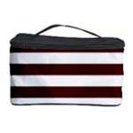 Horizontal Stripes - White and Bulgarian Rose Red Cosmetic Storage Case