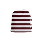 Horizontal Stripes - White and Bulgarian Rose Red Drawstring Pouch (M)