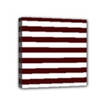 Horizontal Stripes - White and Bulgarian Rose Red Mini Canvas 4  x 4  (Stretched)