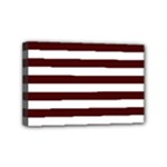 Horizontal Stripes - White and Bulgarian Rose Red Mini Canvas 6  x 4  (Stretched)