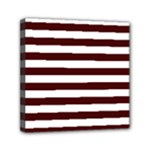 Horizontal Stripes - White and Bulgarian Rose Red Mini Canvas 6  x 6  (Stretched)