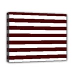 Horizontal Stripes - White and Bulgarian Rose Red Canvas 10  x 8  (Stretched)
