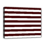 Horizontal Stripes - White and Bulgarian Rose Red Canvas 14  x 11  (Stretched)