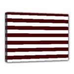 Horizontal Stripes - White and Bulgarian Rose Red Canvas 16  x 12  (Stretched)